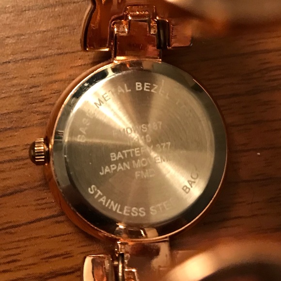 Rose Gold Base Metal Bezel Bangle Watch - Working - Picture 8 of 8